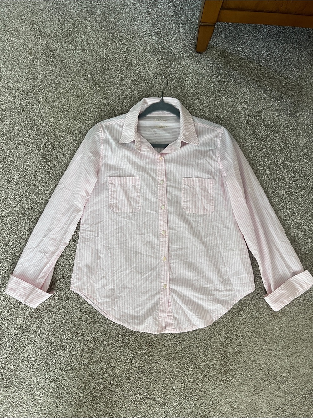 Lilly Pulitzer Pink and White Striped Button-down